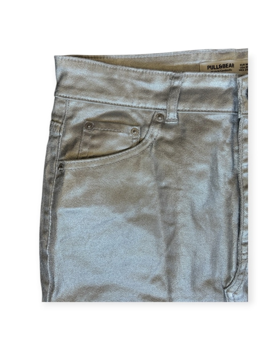 Pull & Bear Metallic silver long skirt slit front y2K - Picture 3 of 10